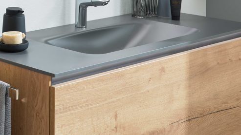 Badmöbel-Set Interliving aus Holz in Holzfarben Interliving Bad Serie 7405 - Badmöbel-Set Basis Eiche Sierra - Breite ca. 120 cm