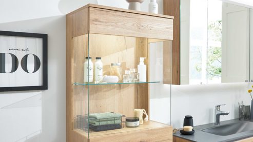 Hängeschrank Interliving aus Holz in Holzfarben Interliving Bad Serie 7405 - Seitenschrank Eiche Sierra - Breite ca. 60 cm