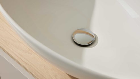 Waschtisch-Set / Waschbecken-Set Interliving aus Holz in Hellgrau Interliving Bad Serie 7969 - Badmöbel-Set mit vielen Extras sandfarbenes Lacklaminat & Eiche Como