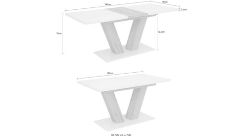 Auszugtisch Hela aus Holz in Holzfarben Auszugtisch Hamm T Artisan Eiche & Schwarz - ca. 140 - 180 x 90 cm
