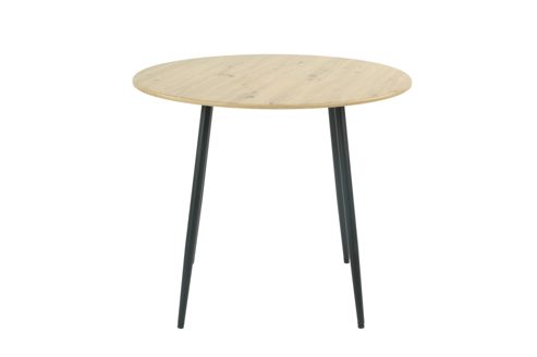 Esstisch Hela aus Holz in Holzfarben Esstisch Hagen T Artisan Eiche 10-03 & Schwarz - Durchmesser ca. 90 cm