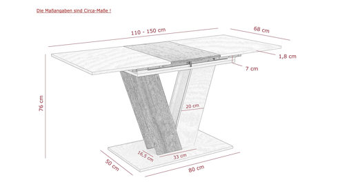 Auszugtisch Hela aus Holz in Weiß Auszugtisch Siena T Weiß & Artisan Eiche - ca. 110 - 150 x 70 cm