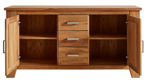 Sideboard WOODS & TRENDS aus Holz in Holzfarben WOODS & TRENDS Programm Loft - Sideboard Eiche natur - zwei Türen, drei Schubladen, Länge ca. 165 cm