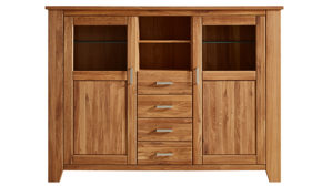 Highboard WOODS & TRENDS aus Holz in Holzfarben WOODS & TRENDS Programm Loft - Highboard Eiche natur - zwei Türen, vier Schubladen, Breite ca. 202 cm
