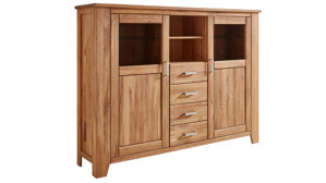 Highboard WOODS & TRENDS aus Holz in Holzfarben WOODS & TRENDS Programm Loft - Highboard Eiche natur - zwei Türen, vier Schubladen, Breite ca. 202 cm