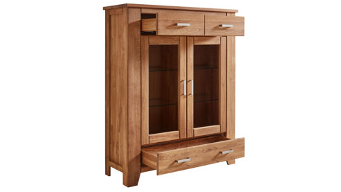 Highboard WOODS & TRENDS aus Holz in Holzfarben WOODS & TRENDS Programm Loft - Highboard Eiche natur - zwei Türen, drei Schubladen, Breite ca. 131 cm