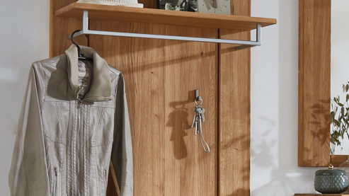 Wandgarderobe WOODS & TRENDS aus Holz in Holzfarben WOODS & TRENDS Programm Loft - Wandgarderobe Eiche natur - ca. 80 x 196 cm