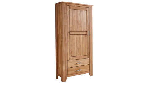 Garderobenschrank WOODS & TRENDS aus Holz in Holzfarben WOODS & TRENDS Programm Loft - Garderobenschrank Eiche natur - eine Tür, zwei Schubladen, Höhe ca. 206 cm