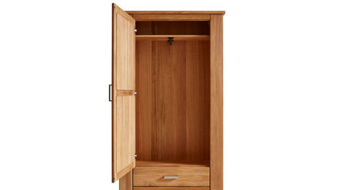 Garderobenschrank WOODS & TRENDS aus Holz in Holzfarben WOODS & TRENDS Programm Loft - Garderobenschrank Eiche natur - eine Tür, zwei Schubladen, Höhe ca. 206 cm