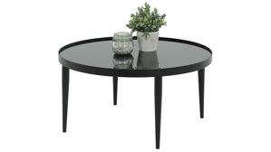 Couchtisch Hela aus Glas in Schwarz Couchtisch Ron Schwarz & schwarzes Metall - Durchmesser ca. 80 cm