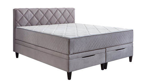 Boxspringbett Sun garden | 162739 aus Stoff in Hellgrau Boxspringbett Eberndorf silberfarbender Bezug 50562-720 – Liegefläche ca. 180 x 200 cm