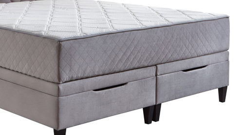 Boxspringbett Sun garden | 162739 aus Stoff in Hellgrau Boxspringbett Eberndorf silberfarbender Bezug 50562-720 – Liegefläche ca. 180 x 200 cm