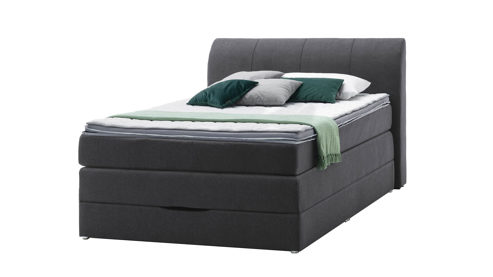 Boxspringbett Sun garden | 162719 aus Stoff in Anthrazit Boxspringbett Modesto anthrazitfarbenes Flachgewebe MT50379-700 – Liegefläche ca. 140 x 200 cm