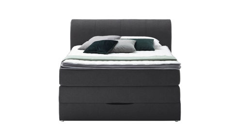 Boxspringbett Sun garden | 162719 aus Stoff in Anthrazit Boxspringbett Modesto anthrazitfarbenes Flachgewebe MT50379-700 – Liegefläche ca. 140 x 200 cm