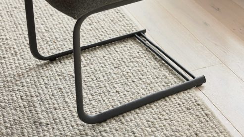 Tischgruppe Interliving aus Holz in Holzfarben Interliving Esszimmer Serie 5119 - Essgruppe helle Eiche rustico, anthrazitfarbenes Metall & olivfarbener Webstoff