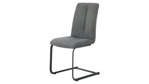 Tischgruppe Interliving aus Holz in Holzfarben Interliving Esszimmer Serie 5119 - Essgruppe helle Eiche rustico, anthrazitfarbenes Metall & olivfarbener Webstoff