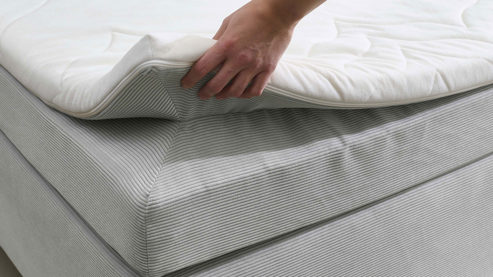 Boxspringbett Sun garden | 162739 aus Stoff in Hellgrau Boxspringbett Aspen silberfarbener Cordbezug 50557-720 – Liegefläche ca. 140 x 200 cm