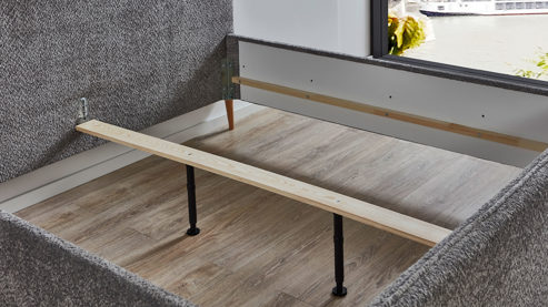 Polsterbett Sun garden | 162739 aus Stoff in Grau Polsterbettgestell Salida grauer Bezug & Holzfüße - Liegefläche ca. 140 x 200 cm