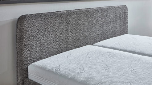 Polsterbett Sun garden | 162739 aus Stoff in Grau Polsterbettgestell Salida grauer Bezug & Holzfüße - Liegefläche ca. 140 x 200 cm