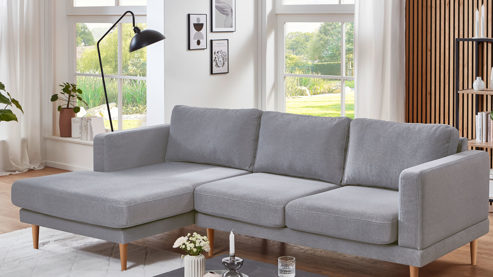 Ecksofa Sun garden | 162739 aus Stoff in Hellgrau Ecksofa Gotha hellgrauer Bezug & Buchefüße - Stellfläche ca. 240 x 154 cm