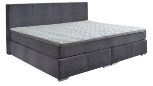 Boxspringbett Sun garden | 162719 aus Stoff in Hellgrau Familien-Boxspringbett Linz silberfarbener Bezug 50533-720 – Liegefläche ca. 240 x 200 cm