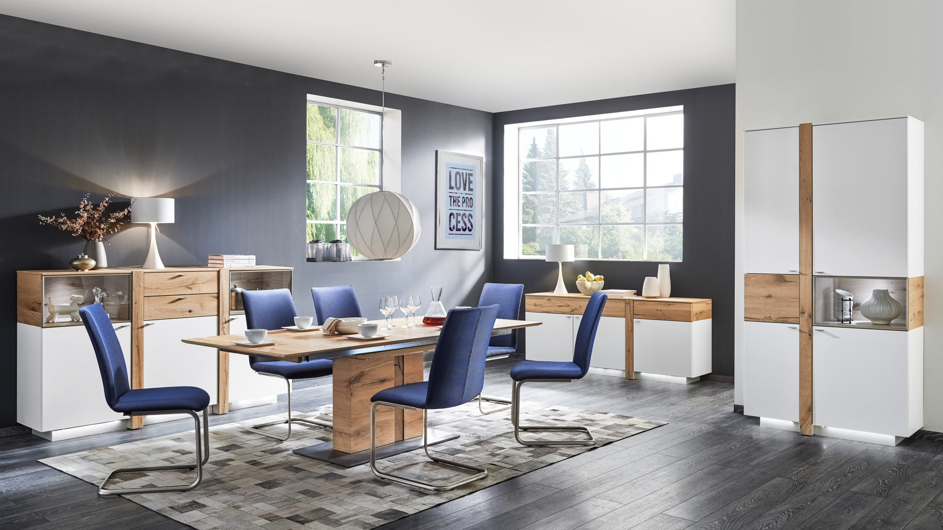 Esstisch Venjakob aus Furnier Holz in Holzfarben VENJAKOB Esstisch ET634 als moderner Holztisch geölte Santana Eiche & anthrazitfarbener matter Edelstahl – ca. 190 x 100 cm