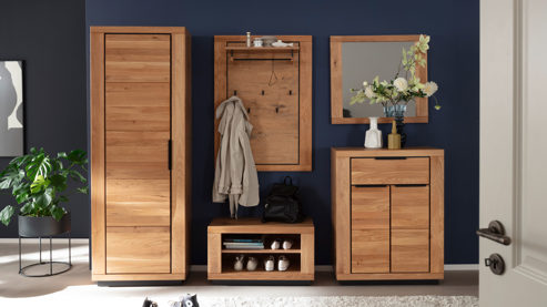 Garderobenschrank Mca direkt aus Holz in Holzfarben Garderobenprogramm Greno - Garderobenschrank Wildeiche - eine Tür, Höhe ca. 201 cm