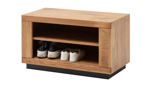 Garderobenbank Mca direkt aus Holz in Holzfarben Garderobenprogramm Greno - Garderobenbank Wildeiche - zwei Fächer, ca. 80 x 47 cm