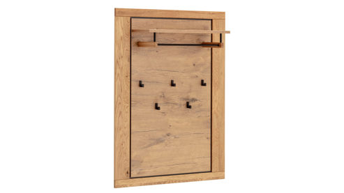 Garderobenpaneel Mca direkt aus Holz in Holzfarben Garderobenprogramm Greno - Garderobenpaneel Wildeiche - fünf Haken, ca. 80 x 114 cm