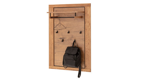 Garderobenpaneel Mca direkt aus Holz in Holzfarben Garderobenprogramm Greno - Garderobenpaneel Wildeiche - fünf Haken, ca. 80 x 114 cm