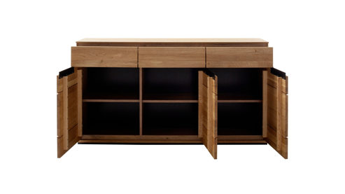 Sideboard Mca direkt aus Holz in Holzfarben Wohnprogramm Araya - Sideboard Wildeiche - drei Türen, drei Schubladen, Breite ca. 153 cm