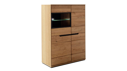 Highboard Mca direkt aus Holz in Holzfarben Wohnprogramm Araya - Kombi-Highboard Wildeiche & Glas - ca. 93 x 130 cm