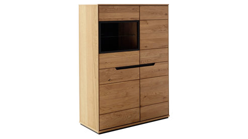 Highboard Mca direkt aus Holz in Holzfarben Wohnprogramm Araya - Kombi-Highboard Wildeiche & Glas - ca. 93 x 130 cm