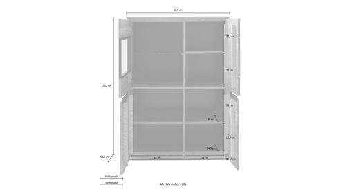 Highboard Mca direkt aus Holz in Holzfarben Wohnprogramm Araya - Kombi-Highboard Wildeiche & Glas - ca. 93 x 130 cm