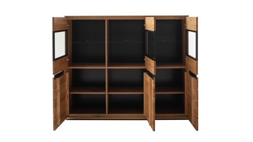 Highboard Mca direkt aus Holz in Holzfarben Wohnprogramm Araya - Highboard Wildeiche & Glas - ca. 153 x 129 cm