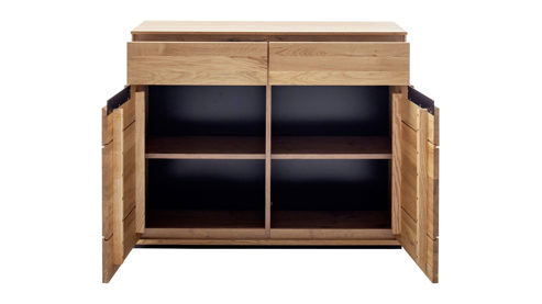 Kommode Mca direkt aus Holz in Holzfarben Wohnprogramm Araya - Kommode Wildeiche - zwei Türen, zwei Schubladen, Breite ca. 103 cm