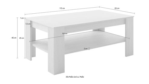 Couchtisch Mca direkt aus Holz in Holzfarben Wohnprogramm Araya - Couchtisch Wildeiche - ca. 115 x 65 cm