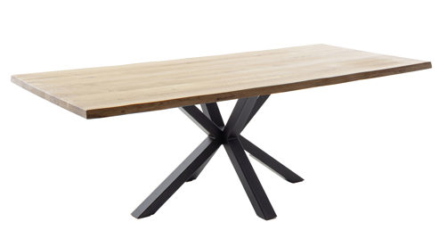 Esstisch Mca direkt aus Holz in Holzfarben Esstisch-Serie Deba Wildeiche & schwarzes Spider-Metallgestell, Baumkante - ca. 180 x 100 cm