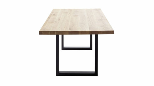 Esstisch Mca direkt aus Holz in Holzfarben Esstisch-Serie Deba Wildeiche & schwarzes U-Metallgestell, gerade Kante - ca. 200 x 100 cm