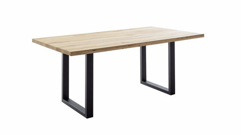 Esstisch Mca direkt aus Holz in Holzfarben Esstisch-Serie Deba Wildeiche & schwarzes U-Metallgestell, gerade Kante - ca. 200 x 100 cm