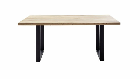 Esstisch Mca direkt aus Holz in Holzfarben Esstisch-Serie Deba Wildeiche & schwarzes U-Metallgestell, gerade Kante - ca. 200 x 100 cm