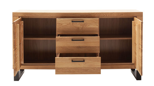 Sideboard Mca direkt aus Holz in Holzfarben Wohnprogramm Kambo - Sideboard Wildeiche - zwei Türen, drei Schubladen, Breite ca. 158 cm