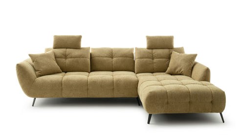 Ecksofa Nova via aus Stoff in Gelb Sofa Serie Chiara - Ecksofa gelber Bezug - Stellfläche ca. 318 x 217 cm
