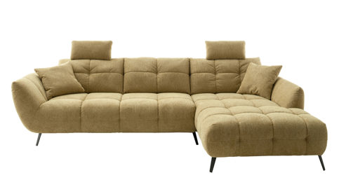 Ecksofa Nova via aus Stoff in Gelb Sofa Serie Chiara - Ecksofa gelber Bezug - Stellfläche ca. 318 x 217 cm