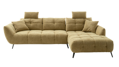 Ecksofa Nova via aus Stoff in Gelb Sofa Serie Chiara - Ecksofa gelber Bezug - Stellfläche ca. 318 x 217 cm