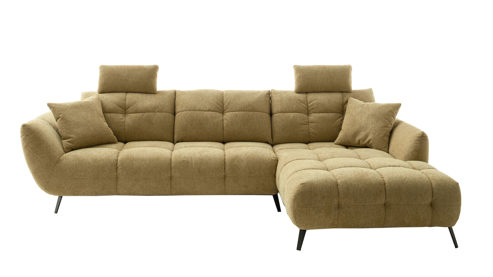 Ecksofa Nova via aus Stoff in Gelb Sofa Serie Chiara - Ecksofa gelber Bezug - Stellfläche ca. 318 x 217 cm