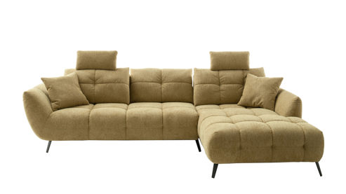 Ecksofa Nova via aus Stoff in Gelb Sofa Serie Chiara - Ecksofa gelber Bezug - Stellfläche ca. 318 x 217 cm