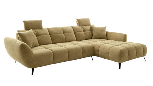 Ecksofa Nova via aus Stoff in Gelb Sofa Serie Chiara - Ecksofa gelber Bezug - Stellfläche ca. 318 x 217 cm