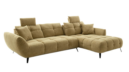 Ecksofa Nova via aus Stoff in Gelb Sofa Serie Chiara - Ecksofa gelber Bezug - Stellfläche ca. 318 x 217 cm