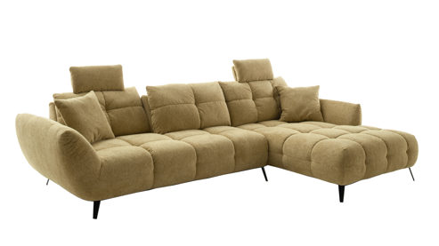 Ecksofa Nova via aus Stoff in Gelb Sofa Serie Chiara - Ecksofa gelber Bezug - Stellfläche ca. 318 x 217 cm